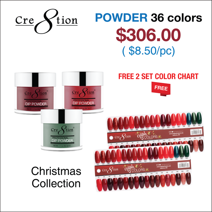 Cre8tion Matching Color - Christmas Collection - 36 colors w/ 2 Color Chart