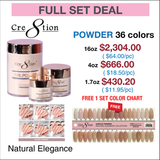 Cre8tion Natural Elegance Powder - Full Set w/ 1 set Color Chart