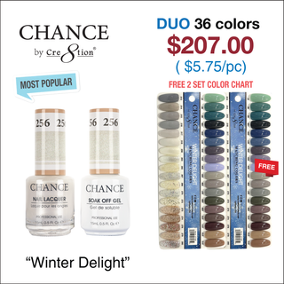 Chance Matching Color Gel & Nail Lacquer 0.5oz - 36 Colors - Winter Delight Collection w/ 2 set Color Chart