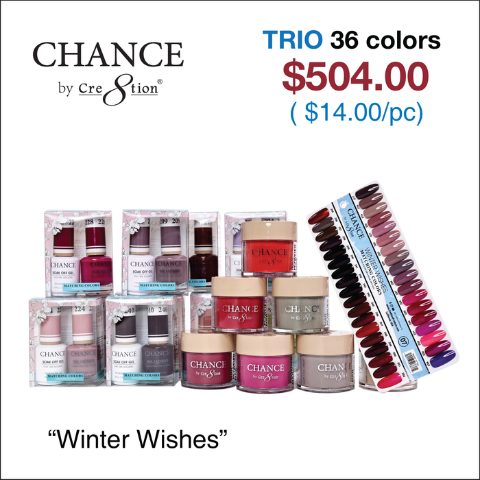 Chance Matching Trio 1.7oz 36 colores - Colección Winter Wishes con 2 juegos de carta de colores