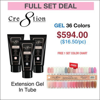 Cre8tion Poly Gel-Extension Gel In Tube 2oz - Full Set 36 colors w/ 1 Set Color Chart