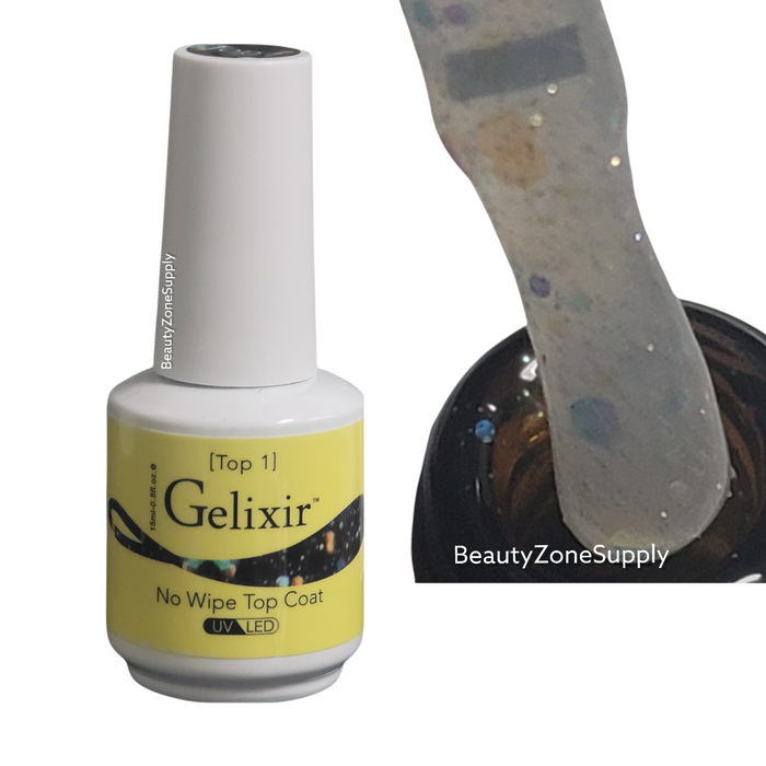 Gelixir Top Coat No-wipe With Glitters