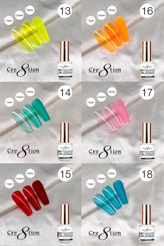 Cre8tion Jewel Collection Gel 0.5oz - Full Set 18 colors w/ 3 Top Diamond 0.5oz & 1 Color Chart