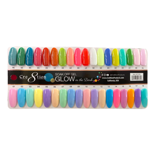 Cre8tion Glow in the Dark Gel 0.5oz - Full Set 36 colors w/ 3 Top Glow in the Dark 0.5oz & 1 Color Chart