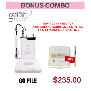 Gelish, Gelish Go File, Cordless Nail Filer, Nail File, Drill, Nail Drill, Cre8tion, Mini Sanding Bands, Sanding Bands, Mandrel