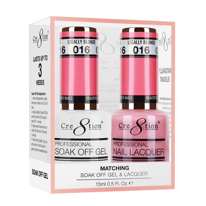 Cre8tion Soak Off Gel Matching Pair 0.5oz 016 LEGALLY BLONDE
