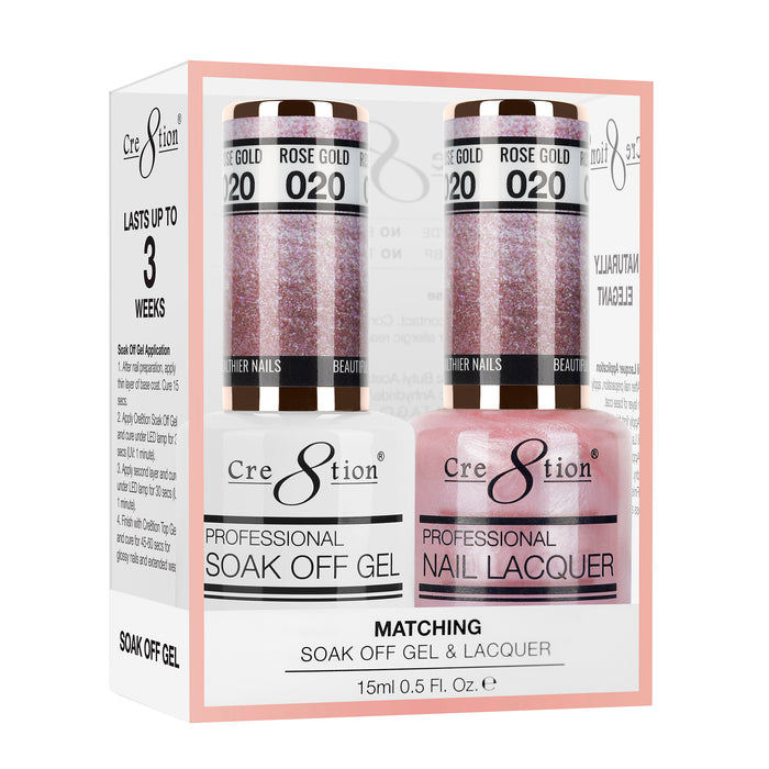Cre8tion Soak Off Gel Matching Pair 0.5oz 020 ROSE GOLD (SHIMMERY)