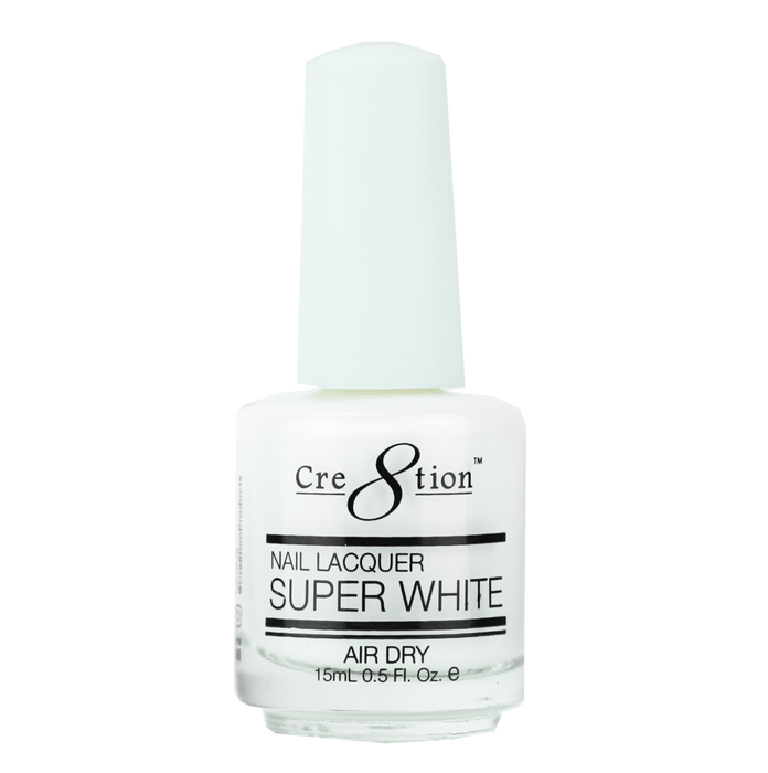 Cre8tion Nail Lacquer SUPER WHITE Air Dry 0.5oz