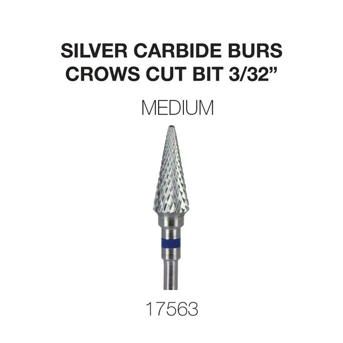 Cre8tion Silver Carbide Burs For Nails - Crows Cut Bit 3/32"