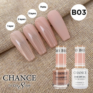 (Bonus Combo) Cre8tion Gel Color - Chance Bare Collection B03 8oz Refill - Buy 1 Get 3 Matching Duo 0.5oz Free