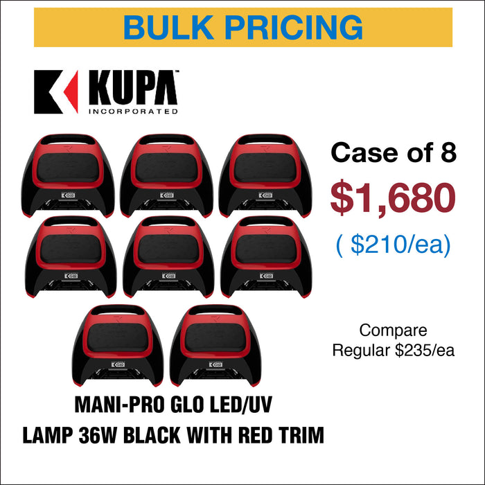 Kupa Mani-pro GLO Lámpara LED/UV 36W - Negra con Embellecedor Rojo