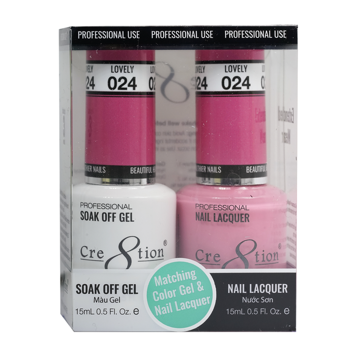 Cre8tion Soak Off Gel Matching Pair 0.5oz 024 LOVELY