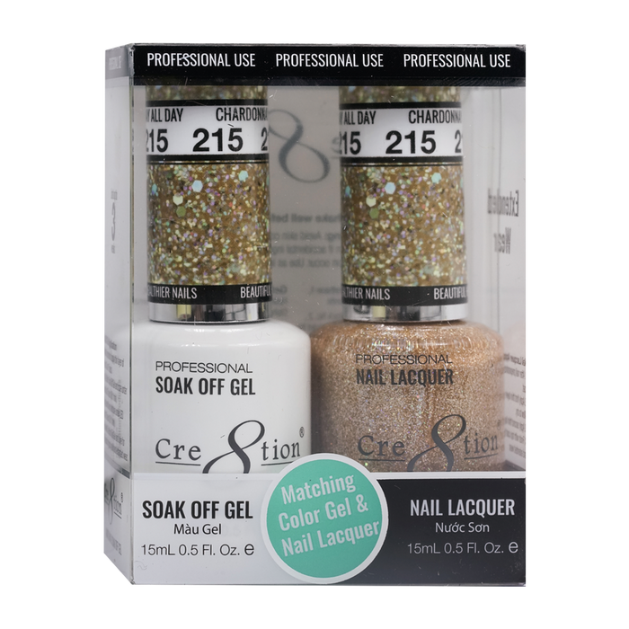 Cre8tion Soak Off Gel Matching Pair 0.5oz 215 CHARDONNAY ALL DAY