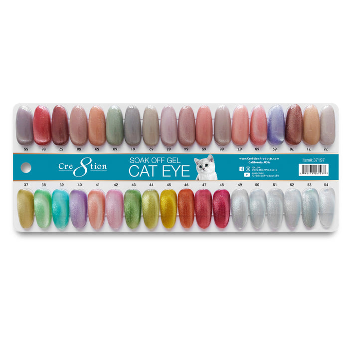 Cre8tion Cat Eye Nude Gel 0.5oz - 36 Colors Board 2 (#37 - #72) w/  1 Round Shape Magnet, 1 Magnet Duo & 1 Color Chart