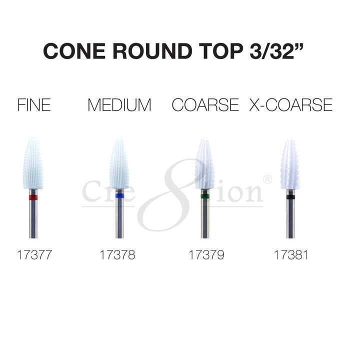 Cre8tion CERAMIC Cone Round Top Nail Filing Bit 3/32"