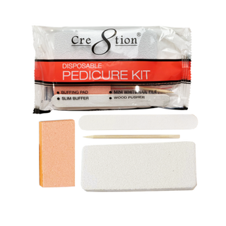 Cre8tion Kit Desechable D Manicura : 1 Almohadilla Pulidora, 1 Pulidora Fina, 1 Mini Lima De Uñas Blanca, 1 Empujador De Madera